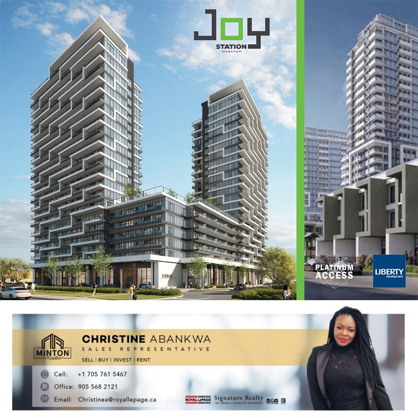 CeeMinton's tweet photo. Look no further for your font of the line access to Joy Station Condos. Steps to the local GO Station and all that Markham has to offer. Contact me now for Pricing and Floor Plans!
#JoyStationCondos #rlpsignature #LibertyDevelopment #MarkhamCondos #IHMGltd
@rlpsignature @IHMGltd https://t.co/djTzYSSwkh