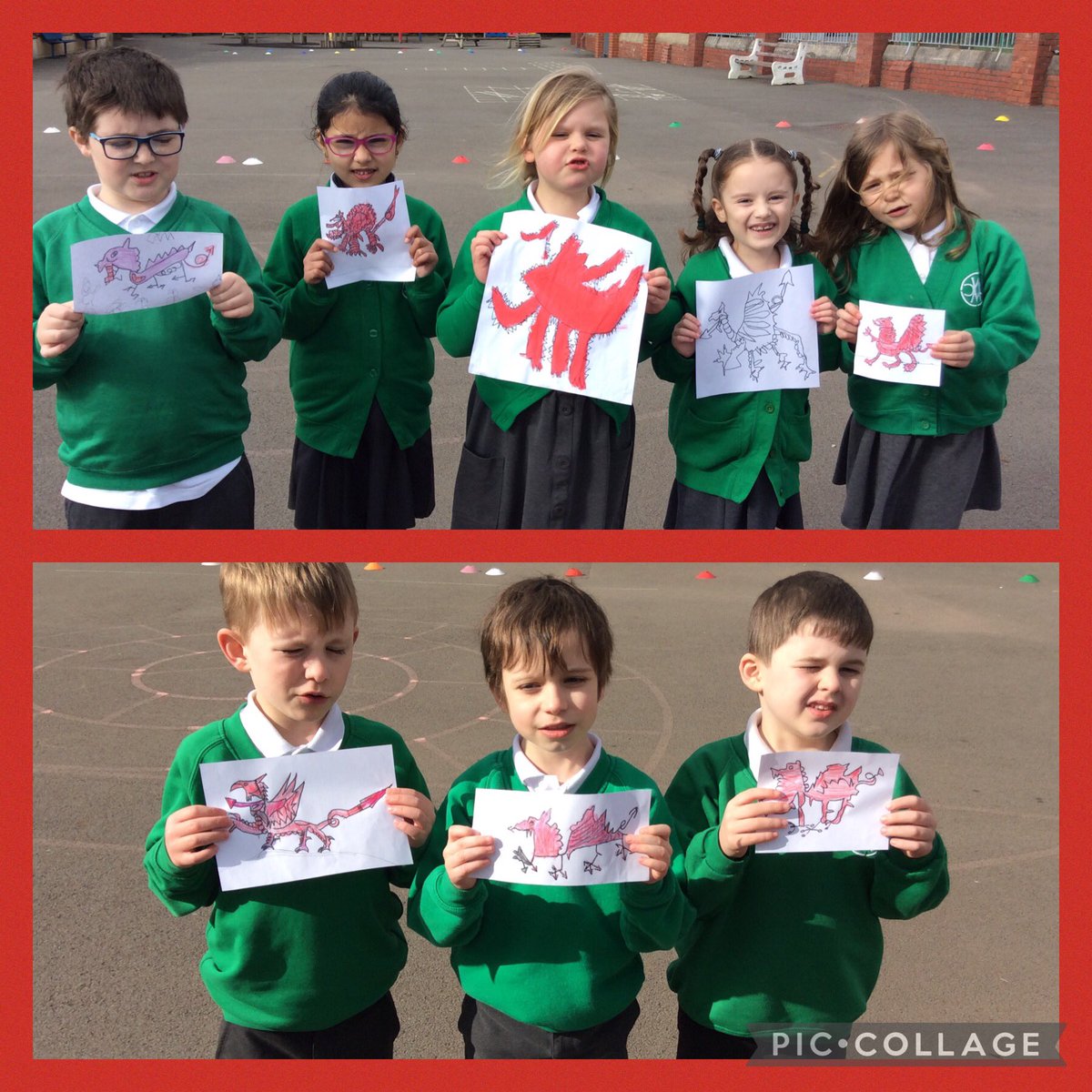 cwp_usk's tweet photo. Dosbarth Usk worked really hard this week completing observational drawings of the Welsh dragon, ‘Y Ddraig Goch’ We hope you like them! https://t.co/FkcPBXkEXf