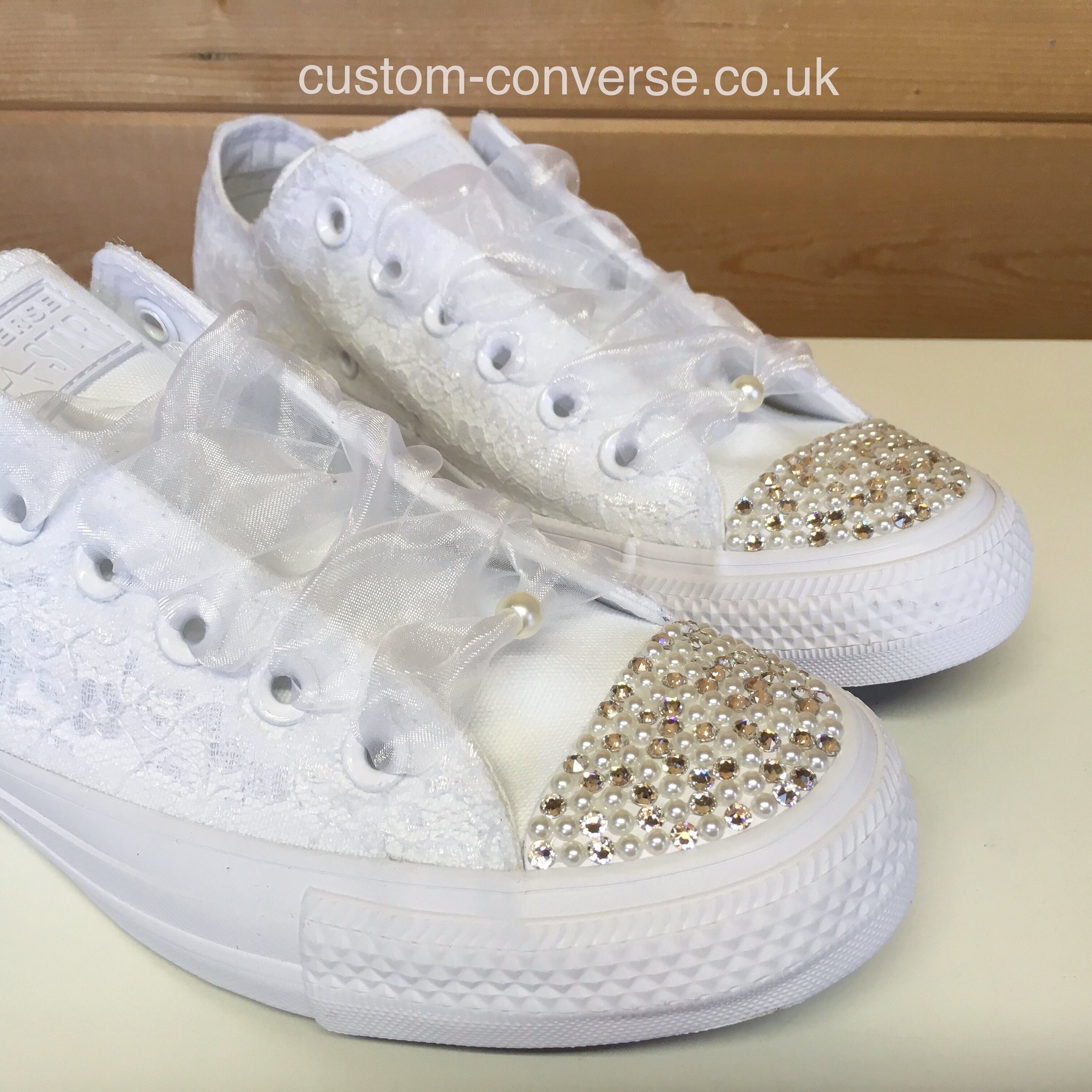 Converse with crystals and ribbon laces sale