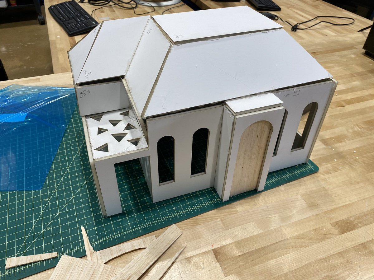 ThomasTechEd's tweet image. Architectural models coming along slowly but surely. Not bad for our first  real project with the laser. #engineeringacademy
