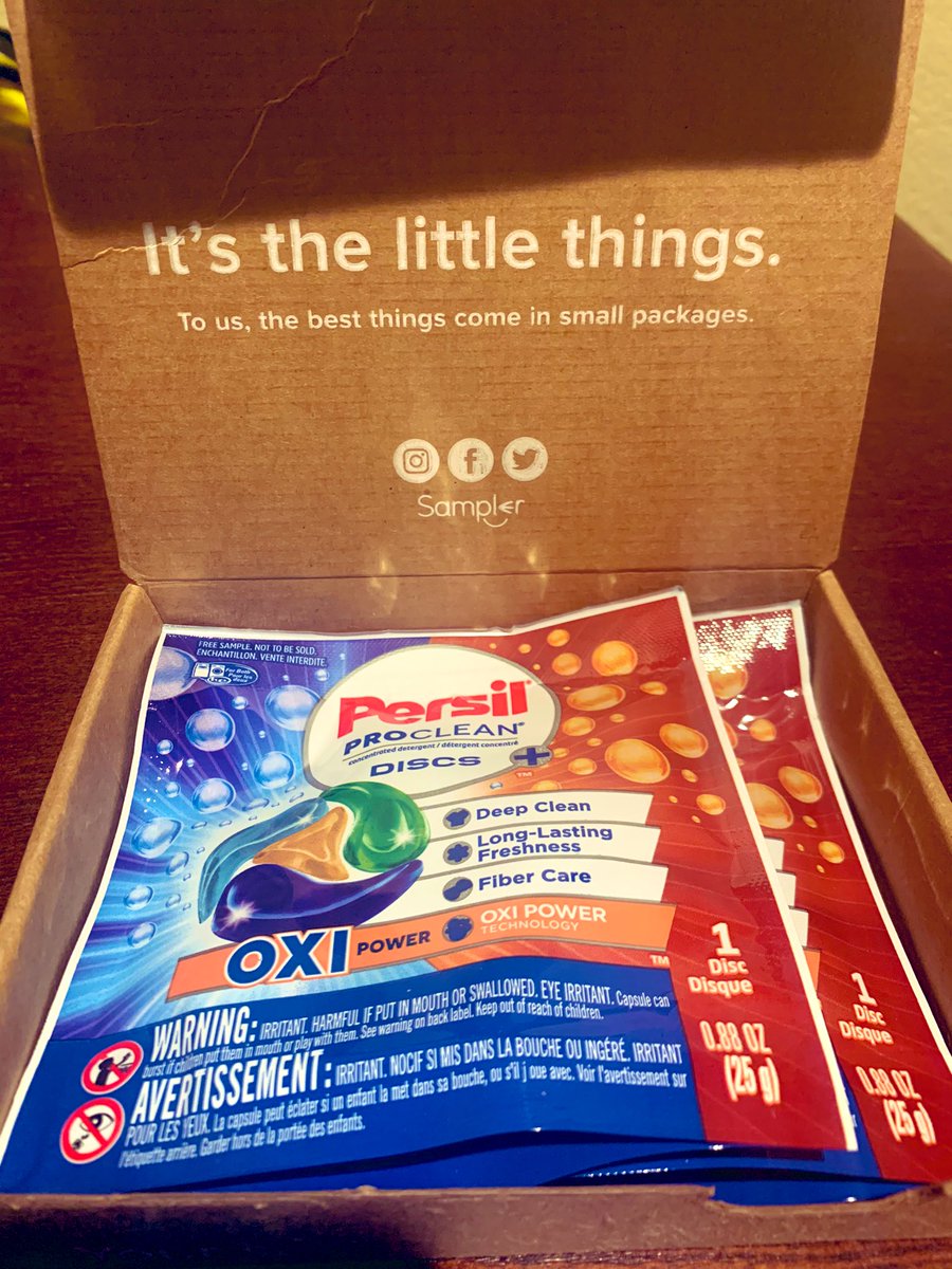 shetweets4u's tweet photo. Got my @PersilProClean discs free samples from @TheSamplerApp today! 😍🧼. 
#samplerlove https://t.co/B2txlkPd5z
