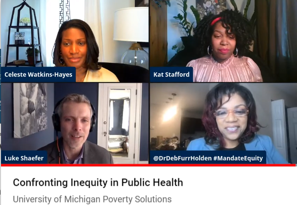 LaurenSlagter's tweet image. Lots of good insights from @watkinshayes, @kat__stafford, @profshaefer &amp;amp; @DrDebFurrHolden on inequity in public health to wrap up #PovertyNarrative event! #povertysolutions ICYMI check out the video: youtube.com/watch?v=Ii90Hn…