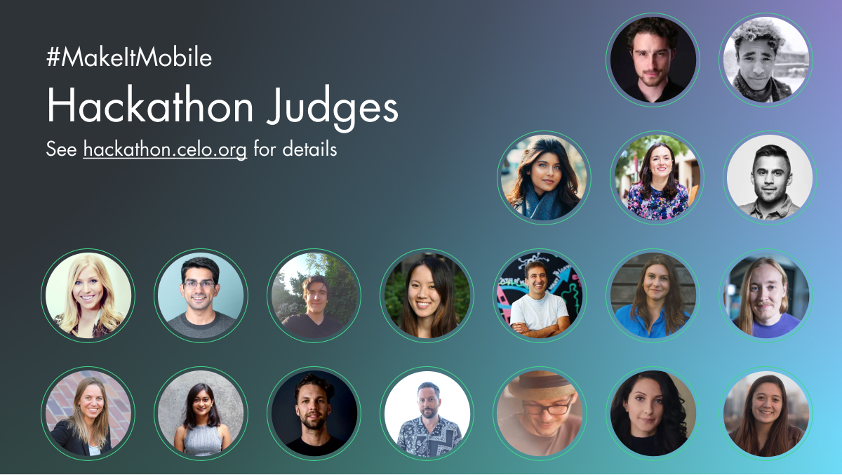 Happy BUIDLing. The judges can’t wait to see mobile-first DeFi applications. #MakeItMobile 

hackathon.celo.org