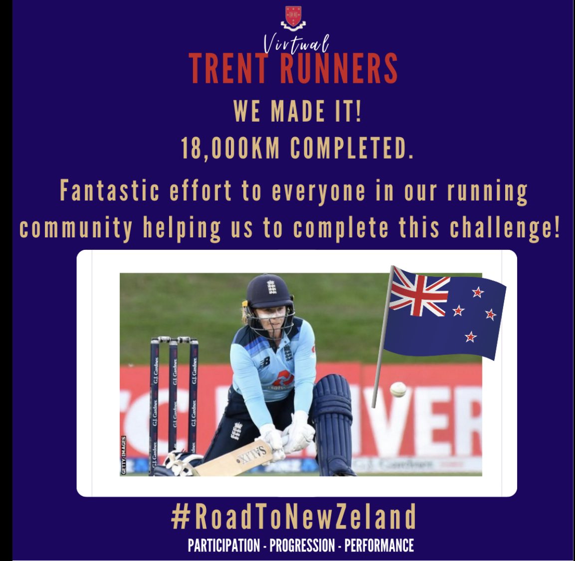 TrentSport's tweet photo. We did it! Thank you so much to the @TrentCollege @ElmsSchool and @OldTridents for joining in the #RoadtoNewZealand challenge through the @TrentCoCu #TrentRunners club. @tashfarrant @Lg3Sarah @englandcricket really appreciate the support. #StrongerTogether #TrentSport ⚪️🔵🔴🏏 https://t.co/nRIzWxgVAP
