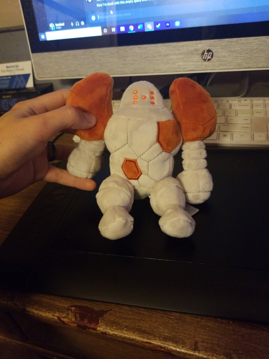 Banished07's tweet photo. So I ordered the Sitting Cuties Regirock plush. One of the first things I noticed was that its arms are like little accordions. I couldn't get the image out of my head... please enjoy. 
#Pokemon #art #Regirock https://t.co/sSmajQf2MQ