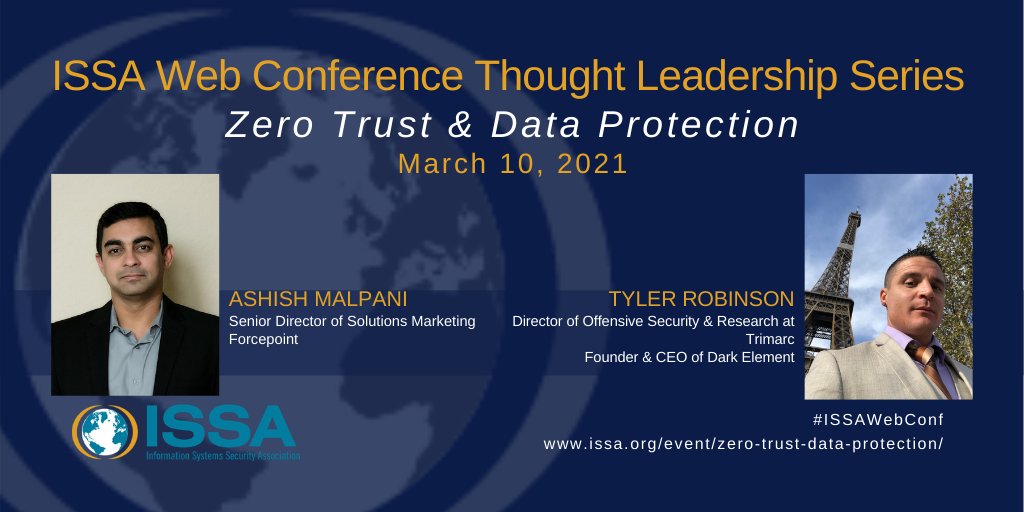 ForcepointSec's tweet photo. Coming March 10: To keep pace with increasingly sophisticated attacks, #cybersecurity must evolve. Join us for an @ISSAINTL discussion between Trimarc's Tyler Robinson and Forcepoint's Ashish Malpani. Register here: https://t.co/qtNKE6yStv
#ISSAWebConf #ZeroTust #DataProtection https://t.co/TFG2vSCbVS