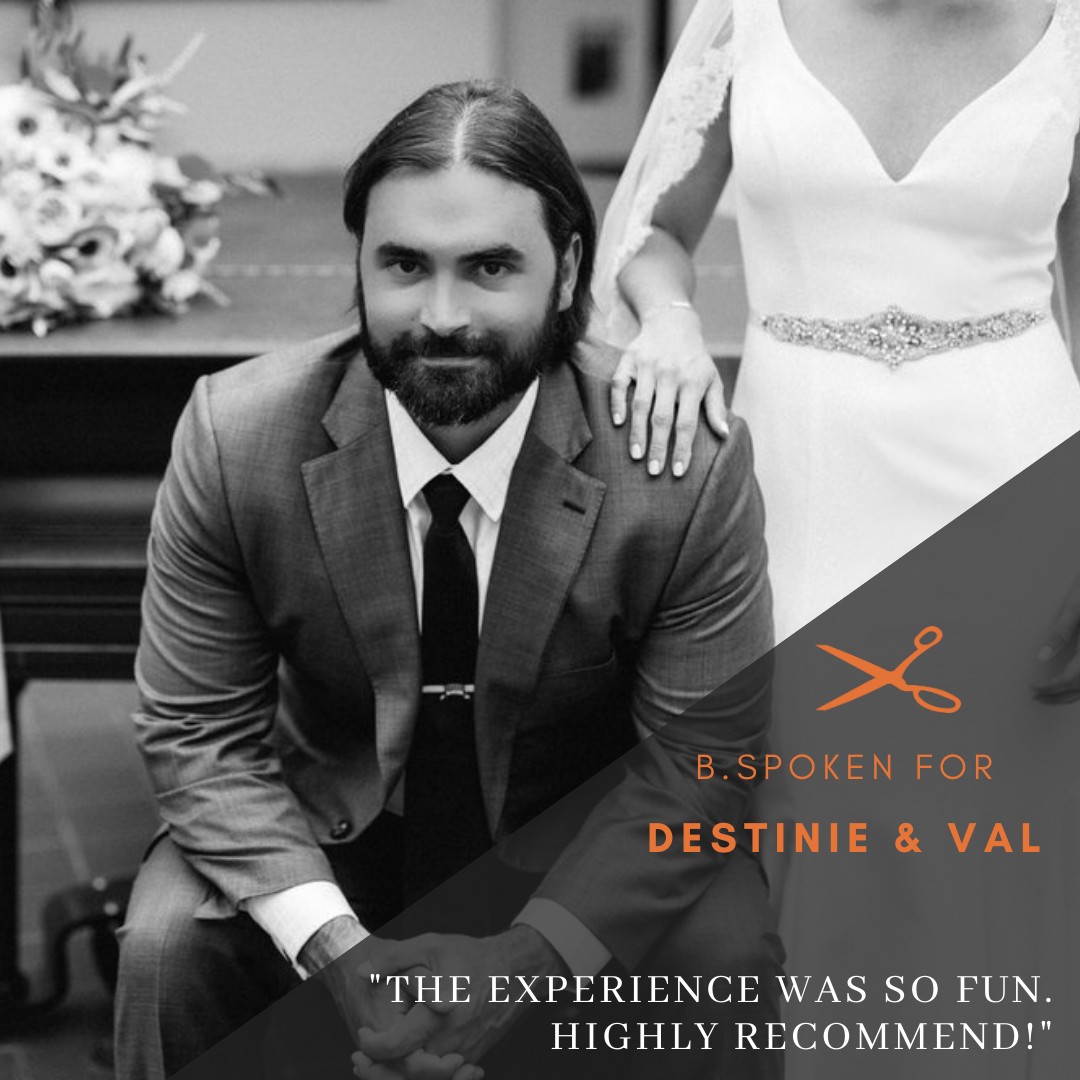 Destinie: "Had an amazing experience ordering my husband's rehearsal and wedding suit here. The experience was so fun (picking out all the details, from material to threads) and the suits came out incredibly. Highly recommend!" #payitforwardfriday