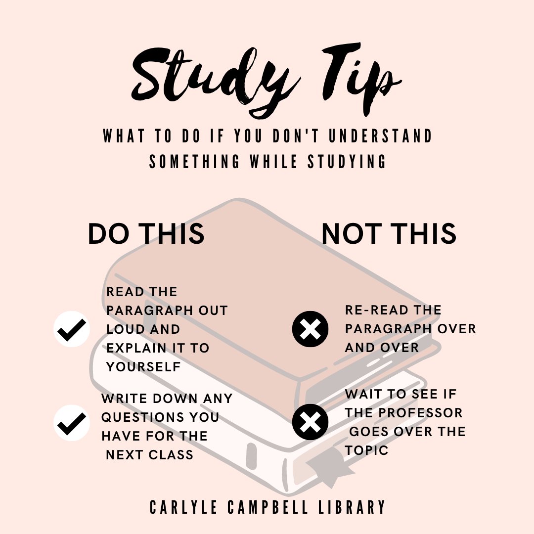 CCLatMeredith's tweet photo. Happy Friday! Here is another tip to help you through this semester and remind you that Carlyle Campbell Library is here for all your studying and research needs.
#fridaystudytips https://t.co/MMMIZai5kr