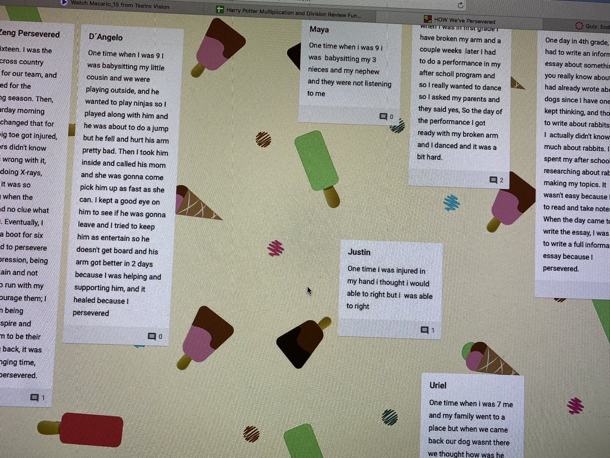 HappyDanceJZ's tweet photo. @JonJonesThrows @ClassroomChamps We listed some challenges we’ve overcome and all agree that NEVER GIVING UP makes us all better! Thanks for sharing your experience with perseverance! Have an awesome weekend. 
Love, Mrs. Zeng’s 5th graders https://t.co/Q1qTodUBwf