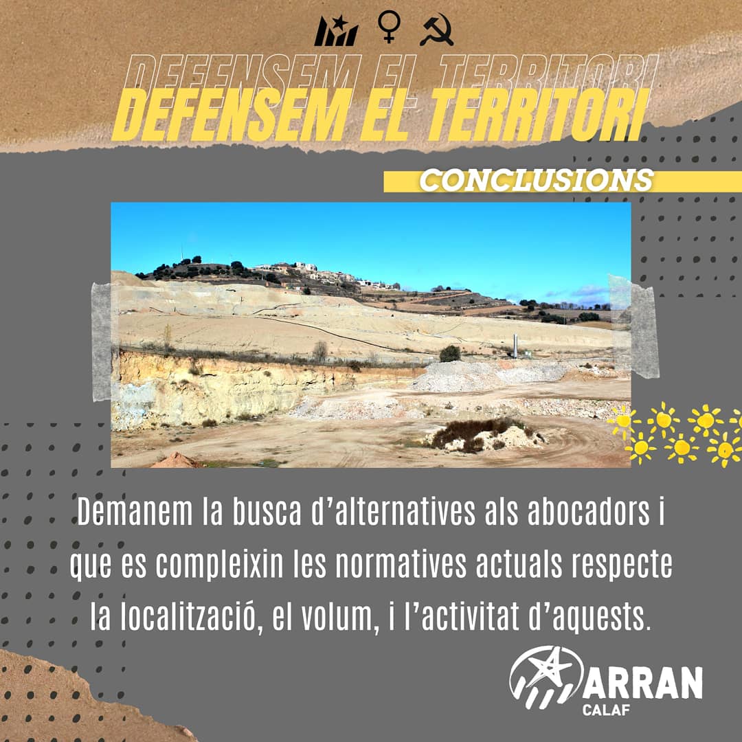 ArranCalaf's tweet photo. ‼️ Demanem la busca d’alternatives als abocadors i que es compleixin les normatives actuals respecte la localització, el volum, i l’activitat d’aquests. https://t.co/bsNz9v5Ded