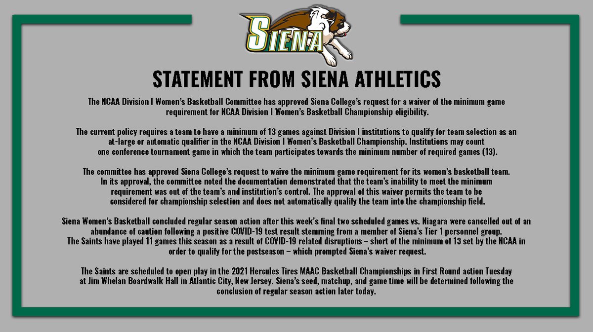 Siena Women’s Basketball (@siena_wbb) on Twitter photo 