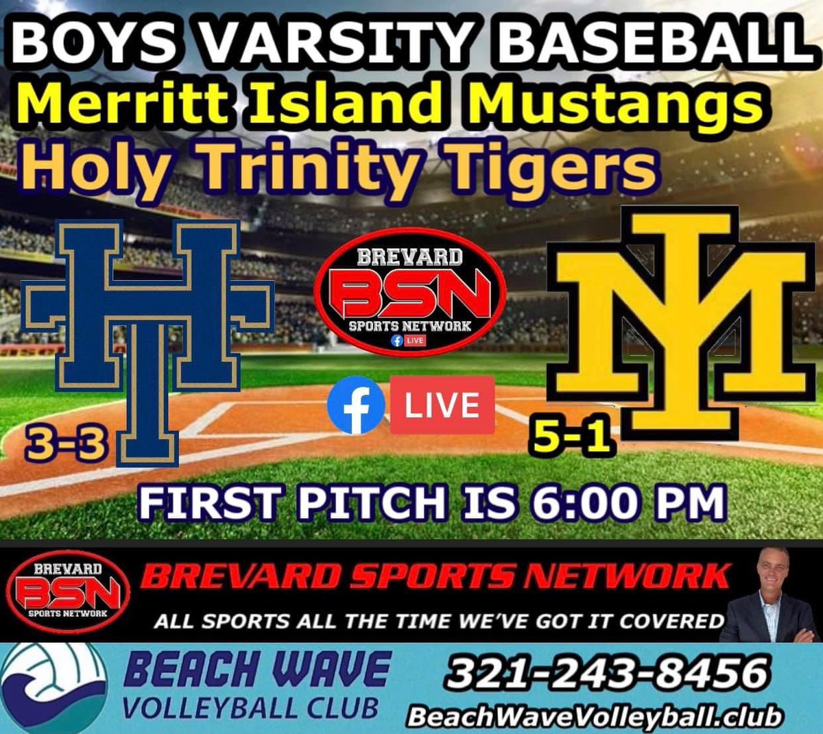 BrevardSportsNetwork (@sportsbrevard) on Twitter photo BREVARD SPORTS NETWORK: BOYS VARSITY BASEBALL ⚾️ <a href="/htea_athletics/">Holy Trinity Athletics</a> (3-3) AT @MustangIsland20 (5-1): FIRST PITCH IS 6:00 PM BREVARD SPORTS NETWORK: BOYS VARSITY BASEBALL ⚾️ <a href="/htea_athletics/">Holy Trinity Athletics</a> (3-3) AT @MustangIsland20 (5-1): FIRST PITCH IS 6:00 PM