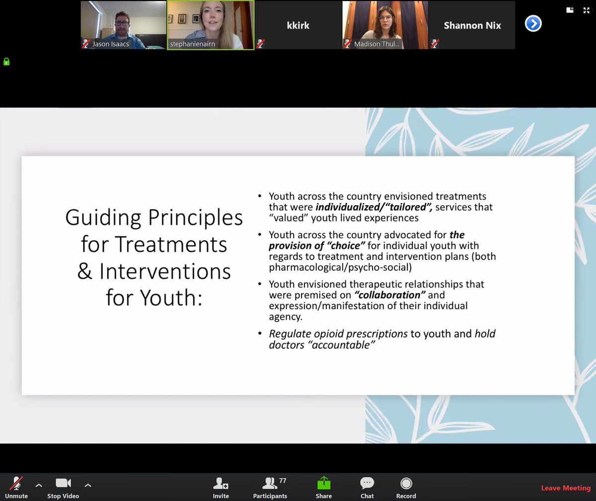 ConrodVLab's tweet photo. Congratulations to @Nairnia87 &amp; the EHT team who presented to the pan-Canadian Opioid Response Partners network of @GovCanHealth regarding solutions and suggestions for improving opioid-related service provision for young people.

@CIHR_IRSC @CrismCan @Jason_Isaacs1 @RebeccaSaah https://t.co/DBtqIWs2Cz