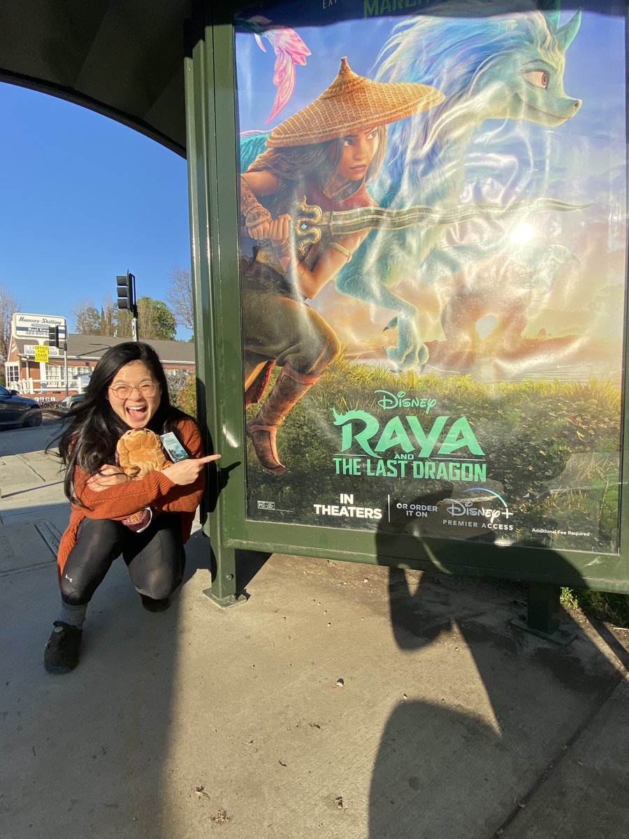 DisneyPlus's tweet photo. Kelly Marie Tran stanning her own #DisneyRaya billboards is the kind of wholesome, supportive energy we need. 🥺🤩 https://t.co/ofaSLaqThw