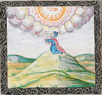 BL_HebrewMSS's tweet photo. This pleasing miniature from the beautiful Leipnik Hagadah shows Moses kneeling at the top of the mountain holding the Tablets of the Law inscribed by the finger of God #HebrewProject #LetsGetDigital #BLFromHome
https://t.co/IEng2ymfF5 https://t.co/LP9EZDwCNz