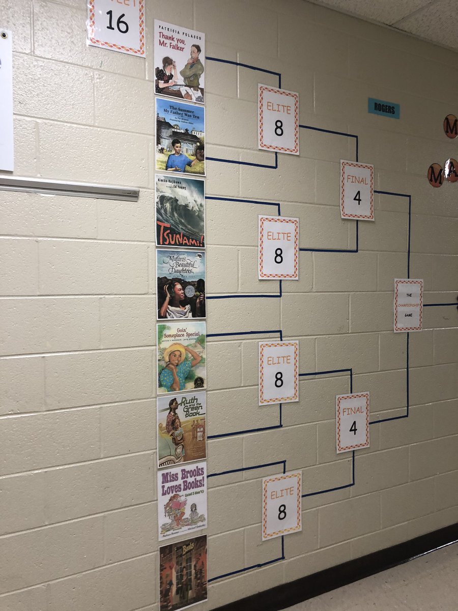 BethRogersENES's tweet photo. Starting our Tournament of Books next week. #marchmadness #fabulous5thies #enespawpride #ncssbethebest #onewton #read https://t.co/TvKEauiYK5