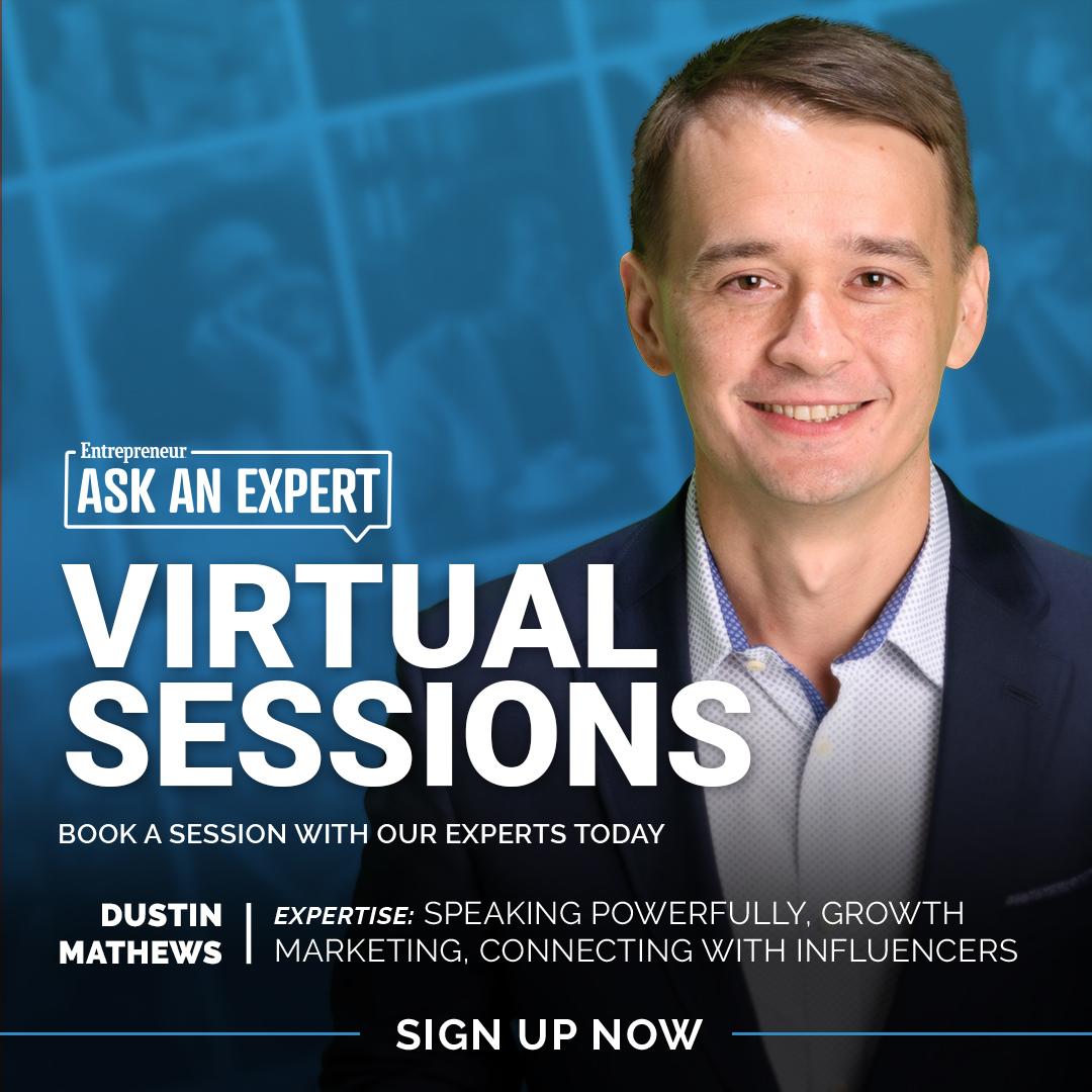 Book a virtual session with business builder and marketing expert <a href="/dustinmathews/">Dustin Mathews</a> today! bit.ly/2Y1AX4F
