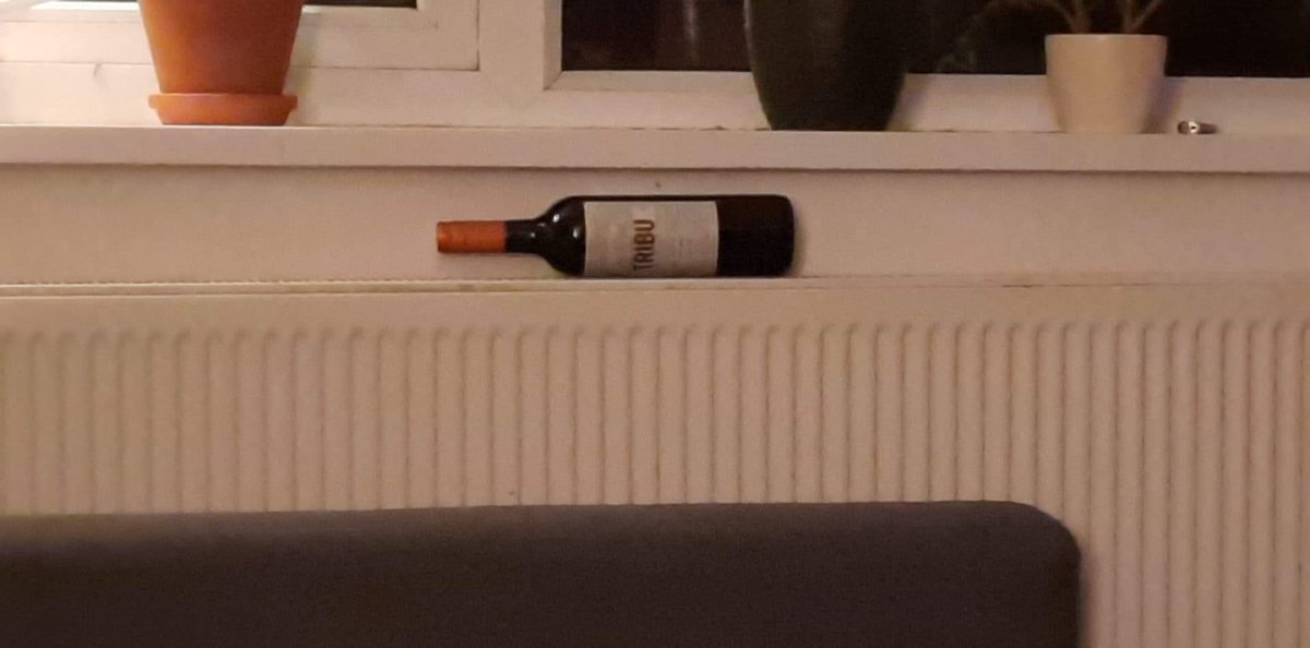 Nice bottle of red warming on the aga..