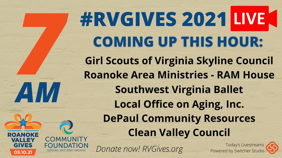 ChrisStrub's tweet photo. @SwitcherStudio In *addition* to all the programming of @SwitcherStudio -- I do a massive amount of work in @canva to build promo graphics, title screens, etc. -- all customized to fit the brand guidelines, in this case, of @cfwesternva. These are a work in progress! #RVGives @GivingDayGuy https://t.co/6zu0RX1Rqa