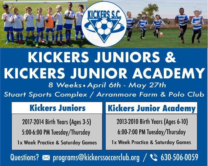 KickersSC's tweet image. ⚽️➡️Two locations offered

⚽️➡️Come join our Kickers Professionally Licensed Staff for an age appropriate, fun, safe, and structured training environment!

🌼Registration is now open online for the Spring 2021 Soccer Season! Click the link below ⬇️

kickerssoccerclub.org/programs