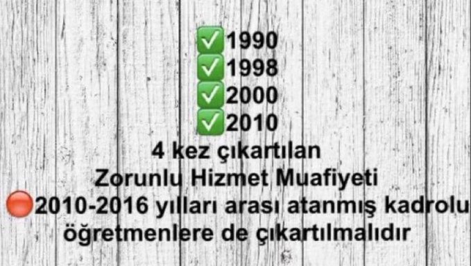ZiyaSelcuk Muafiyet2021
💦💦 2021 yılında zorunlu hizmet muafiyetini bekleyen benim gibi binlerce öğretmen var.  Zorunlu hizmet muafiyetinin  getirilmesini talep ediyoruz.Duyun artık sesimizi. 💦💦
<a href="/ziyaselcuk/">Ziya Selçuk</a>
<a href="/omerinan06/">Ömer İNAN</a>
<a href="/TalipGeylan06/">Talip Geylan</a>