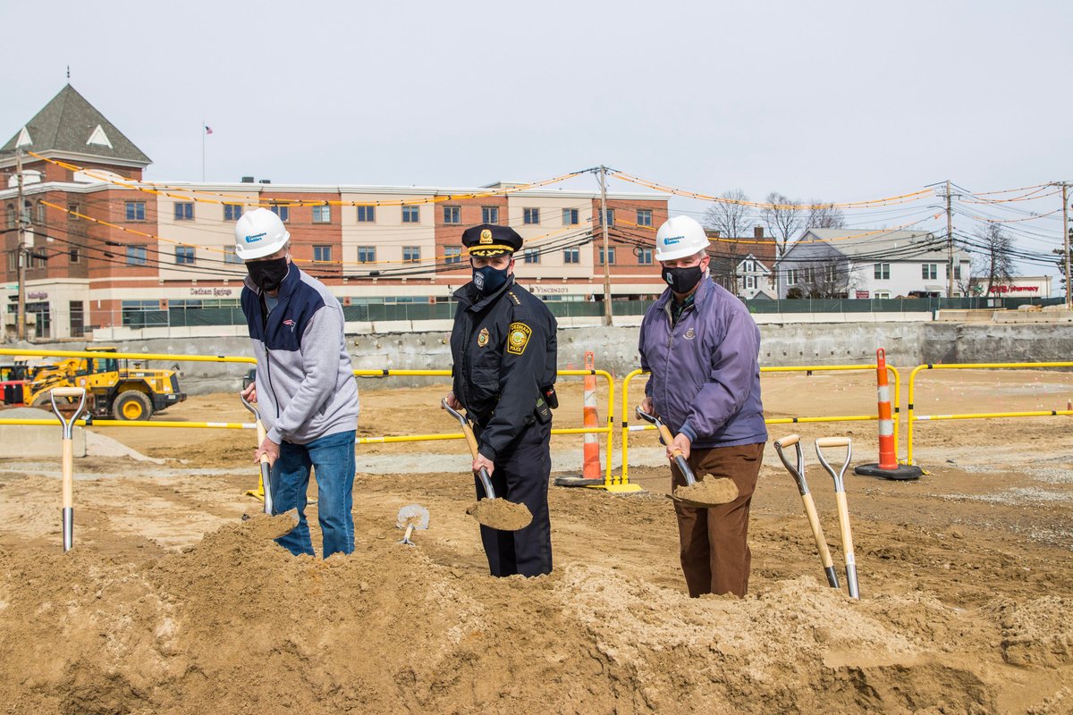 DedhamPD's tweet photo. It was great to have Retired Police Chief's Teehan and Weir along with Retired Fire Chief's Bob Cullinane, Bill Cullinane and Driscoll participate in today's ground breaking ceremony for the Combined Public Safety Building.  Great progress continues to be made on this project. https://t.co/og57TIhKA1