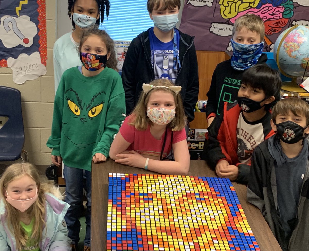 MrKnippersCES's tweet photo. Rosa Parks would be proud of Mrs Sisk’s class. Black History Rubics Cube Mosaic Project. https://t.co/jOSIWqwPgp