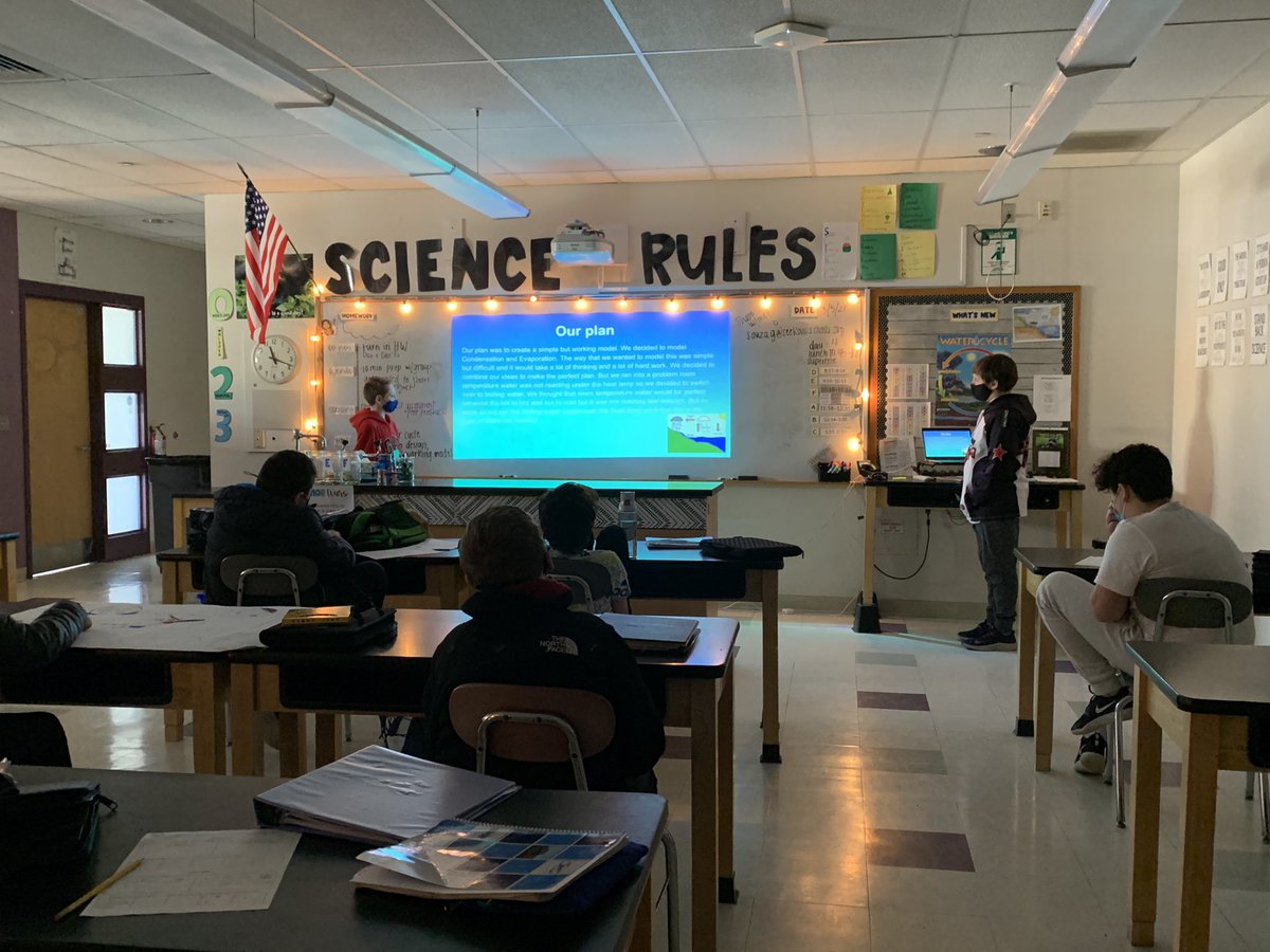 Final day of our Water Cycle models! Students took over to teach their class about how they designed, tested, and improved their water cycle models. Teamwork makes the dream work....right <a href="/MsMichels117/">Allyson</a>? 🥳