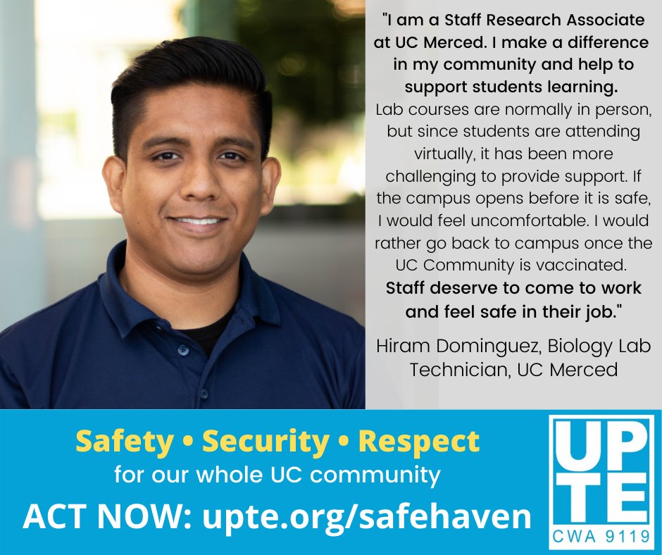 UPTECWA's tweet photo. UPTE members are responsible for all kinds of essential work that makes @UofCalifornia run. Especially in this moment of the pandemic, we have to guarantee safety, security, and respect for all. 

Sign on to our letter now: https://t.co/RCMifqB9vn

#UCfortheMany #UPTEstrong #1u https://t.co/kUK8h1uEGT