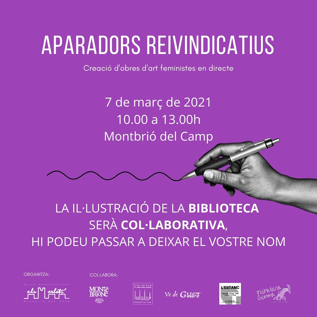 AMerlets's tweet photo. 📢 Aquest diumenge 7 de març arriba l’art reivindicatiu!⌚ De 10 a 13h
.
Serem a:
l’Estanc @cooperativademontbrio
@bibliotecamontbrio
@vedegust_ @peixateria_gemma 
.
⚠️La il·lustració de la @bibliotecamontbrio serà col·laborativa 🤝 Passeu a deixar els vostres noms 🖌️
#feminisme https://t.co/YcXbH7R4jq