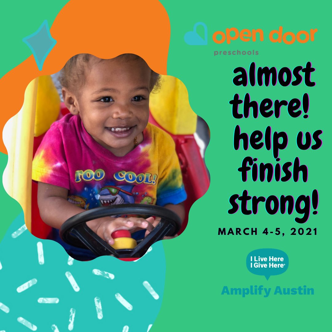 Open_Door_ATX's tweet photo. We are almost there!!  Help us speed to the finish line and meet our Amplify goal. We are so grateful for your support!! 

https://t.co/5cz6y79WsA https://t.co/I5vHMXRWED