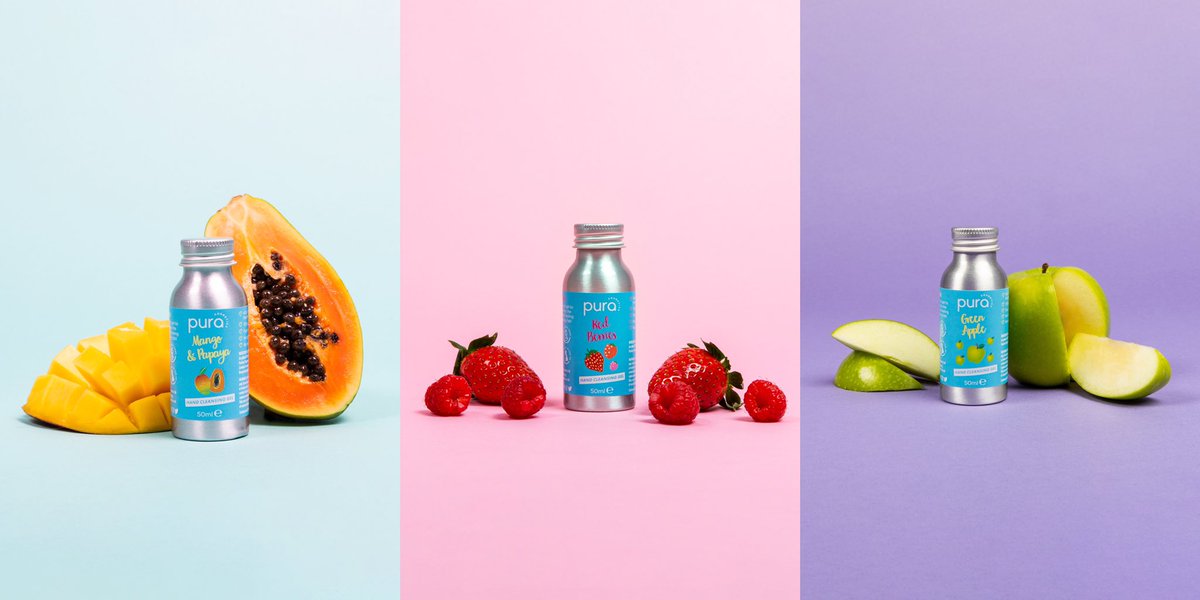 Our Brand New Scented Hand Gels have landed on puracosmetics.co.uk 🤩 Sanitising has become such a key regime in our lives and I knew we could make it super-sustainable &amp; super-fun!🥳 Go check them out on puracosmetics.co.uk/collections/sc… 👐♻️