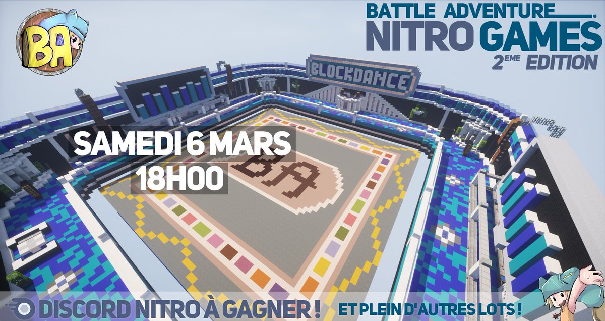 EliacubeStudios's tweet photo. Eliacube Studios et BattleAdventure vous offrent un Discord Nitro d'un mois et pleins d'autres lots ! 🎁✨
Participez à la deuxième édition des Nitro Games le 6 mars 2021 ! 🥳🎮
Plus d'informations : @Ba_Officiel (https://t.co/VqdqH9qrIj) ☄️ https://t.co/FnWJopduaY