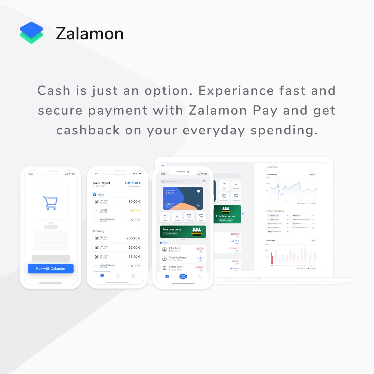 ZalamonApp's tweet photo. We’re on a mission to change traditional banking by decentralising financial services across Europe.

#zalamon #ewallets #qrpayment #contactlesspayment #fintech #technology #europe #financialservices https://t.co/Qs2N4ItG2W