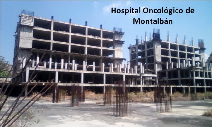 Watcher_Ven's tweet photo. Chávez murió de cáncer y no fue capaz de terminar los Hospitales oncológicos que prometió.

1. Oncológico de Montalbán.
2. Oncológico de Guarenas.
3. Oncológico de Barinas.

Debían estar listos antes de 2010.

Lean aquí chavistas: NO había sanciones, ni bloqueo. https://t.co/suqT1UyhLV