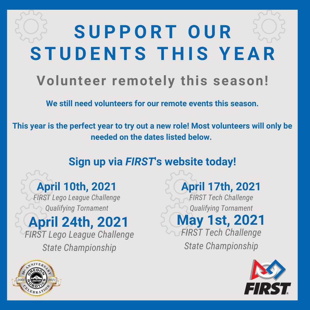 Support local Oregon students this year by remotely volunteering at our events! We still are looking for Judges and will train those who are interested. Sign up to volunteer here: ow.ly/IjTt50DRzjy