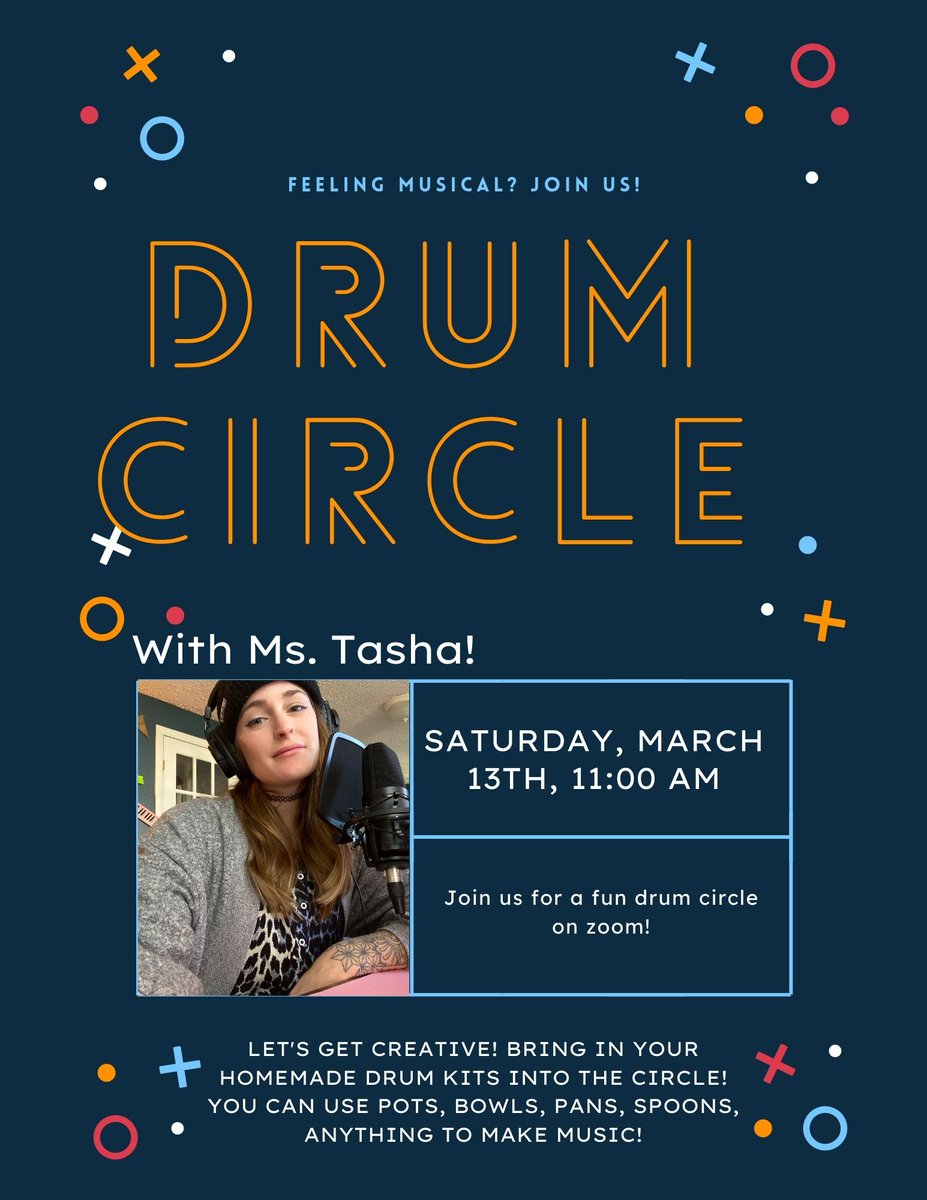 DSAMaryland's tweet photo. Get ready to participate in the drum circle with Ms. Tasha! You will have the opportunity to play along with your homemade drum set! This will be a fun way to get groovin’ and make some music.  We look forward to seeing you!

https://t.co/66OMuN4l6y - Register here! https://t.co/oKNPBpcVzU