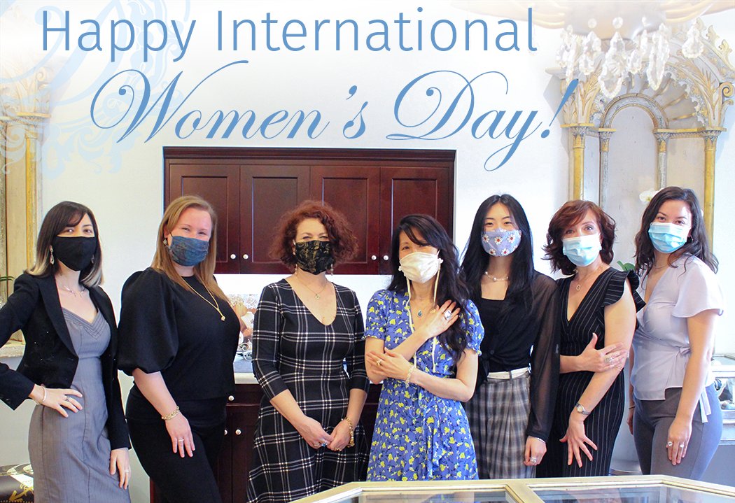 DejaAndCo's tweet photo. Happy #InternationalWomensDay from the Deja &amp; Co. team! 💜 It is our utmost honor to jewel so many strong, amazing women that we are grateful to call our clientele. We take pride in having a workplace full of fierce, talented, and hardworking ladies. #IWD https://t.co/ruGzq8dvfy