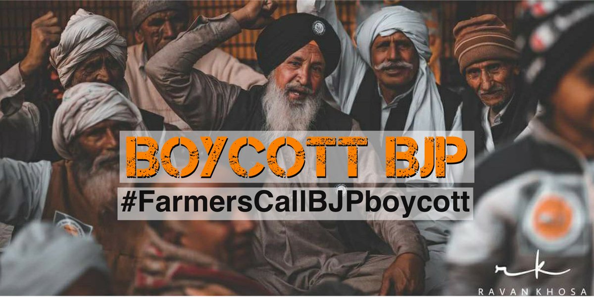 kisanektamorcha's tweet photo. Over 100 days &amp; still Modi govt. has been a FAILURE in understanding the needs of the farmers  from the 3 Farm Bills. 

To intensify the ongoing protest, the farmers have urged people to boycott BJP politically. 

#FarmersCallBJPboycott https://t.co/AWdgdbgLpa