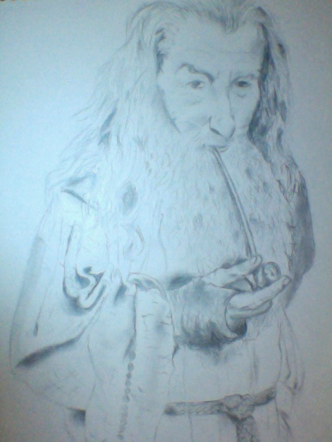 Pencil Drawing of Ian McKellen as Gandalf from the Lord of the Rings movies