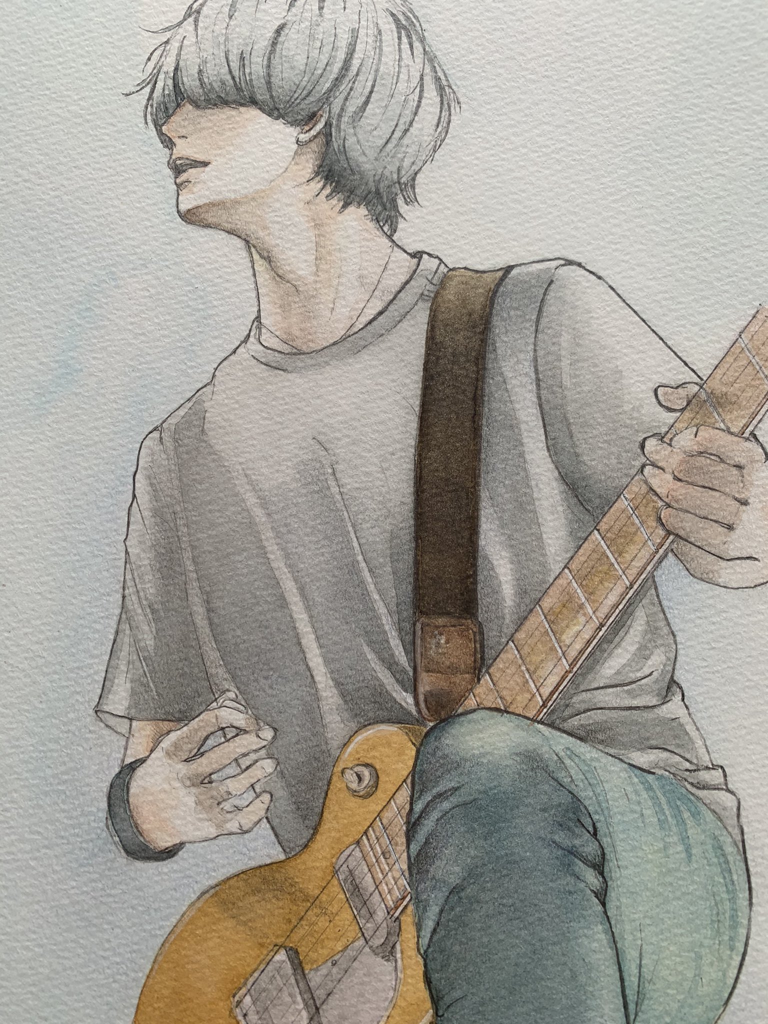 Iyoriiiiｎ Bumpの藤くん イラスト 手書きイラスト 透明水彩絵イラスト ギター 絵描きさんと繋がりたい アナログイラスト 水彩色鉛筆イラスト Bumpofchicken T Co Wvjtza9ops Twitter