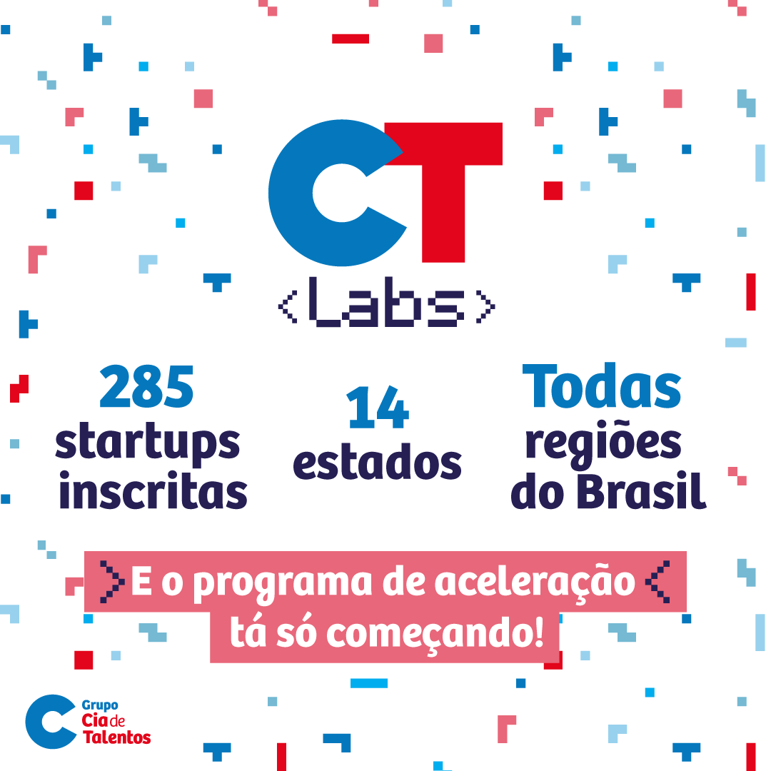 ciadetalentos's tweet photo. Já encerramos a etapa de inscrições do #CTLabs, mas tem muito mais por vir!
Obrigada pelo interesse no nosso programa de aceleração! 👊
#CTLabs #ProgramaçãodeAceleração #startups https://t.co/VutKryRcve