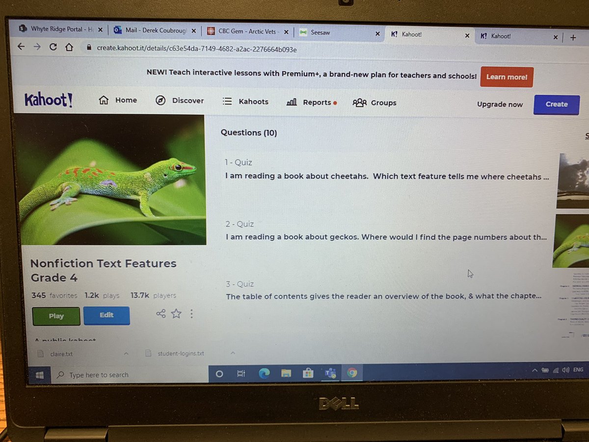 MrCoubrough's tweet photo. So proud of my students non-fiction book creations using @BookCreatorApp! To review some important text features, we played @GetKahoot this afternoon! #voiceandchoice @WhyteRidgeSCH https://t.co/TgspDsTsRx