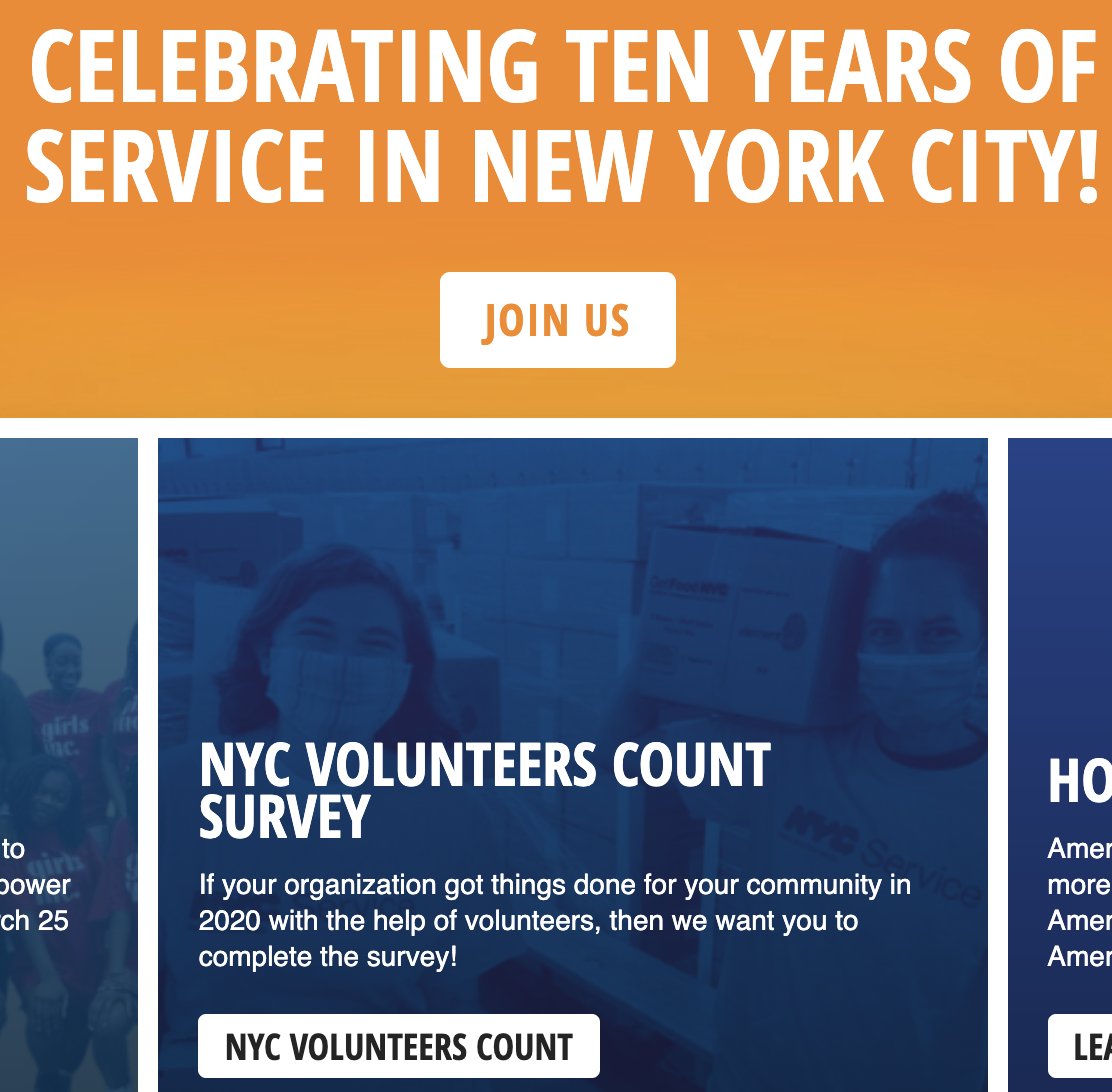 JamesAnderson's tweet photo. We started @NYCService more than a decade ago to help 
@nycgov tap the power of residents to solve big challenges. Glad to see its work continues and grows, @PattiHarris, @BillingsDiahann, and @gnayo! 

Love the #VolunteersCount survey: https://t.co/Xmh0aaTUbE https://t.co/5Qz6vHOAtc