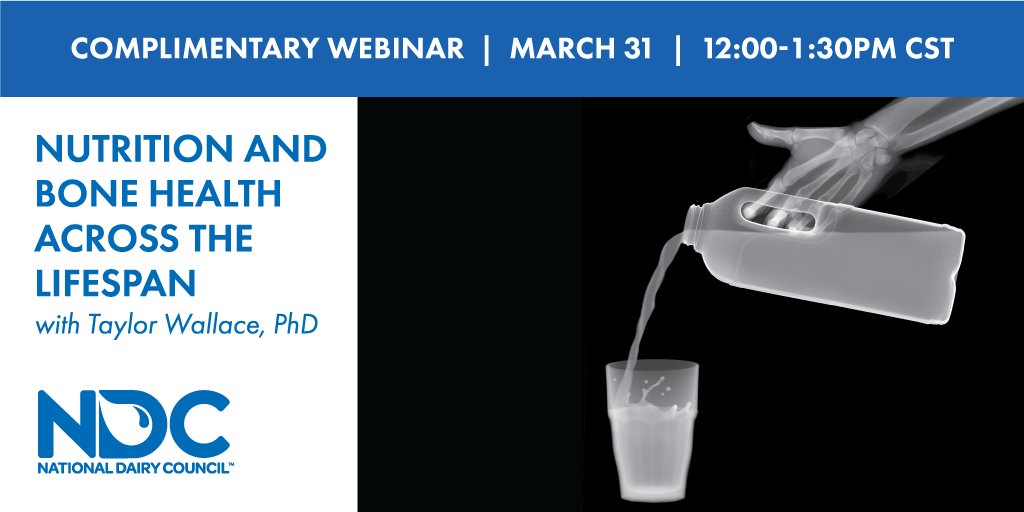 NtlDairyCouncil's tweet photo. What’s new when it comes to the nutrition science on bone health? Get the latest from bone health expert @DrTaylorWallace via our March 31 webinar: Nutrition &amp; Bone Health Across the Lifespan. Register here: https://t.co/9GMM3qvxDS #DairyNourishesLife #NationalNutritionMonth https://t.co/sxhi6646Pw