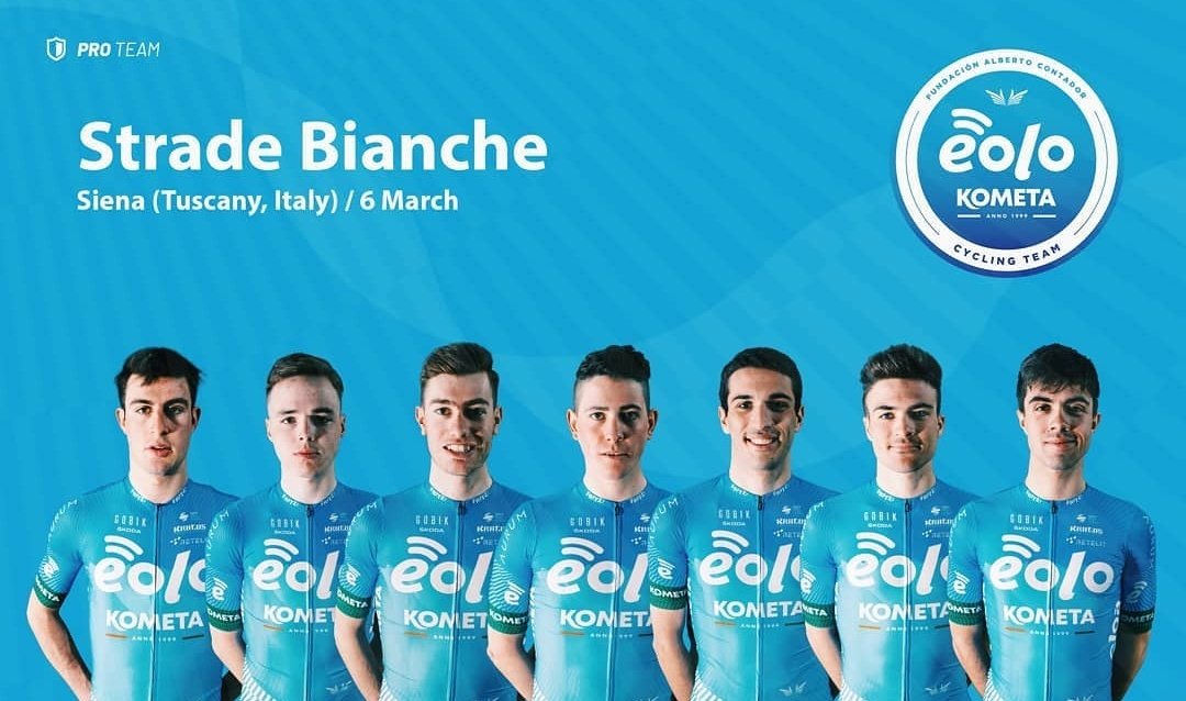 Ready! <a href="/StradeBianche/">Strade Bianche</a> is @EoloKometaTeam's first race inside the WorldTour level. Good luck to these seven guys! #EoloKometaCyclingTeam