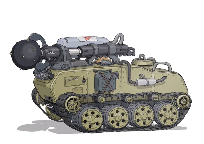 #メカ #イラスト #illustration #戦車
格闘戦闘車両 「重鉄球射出型軽戦闘車」 
