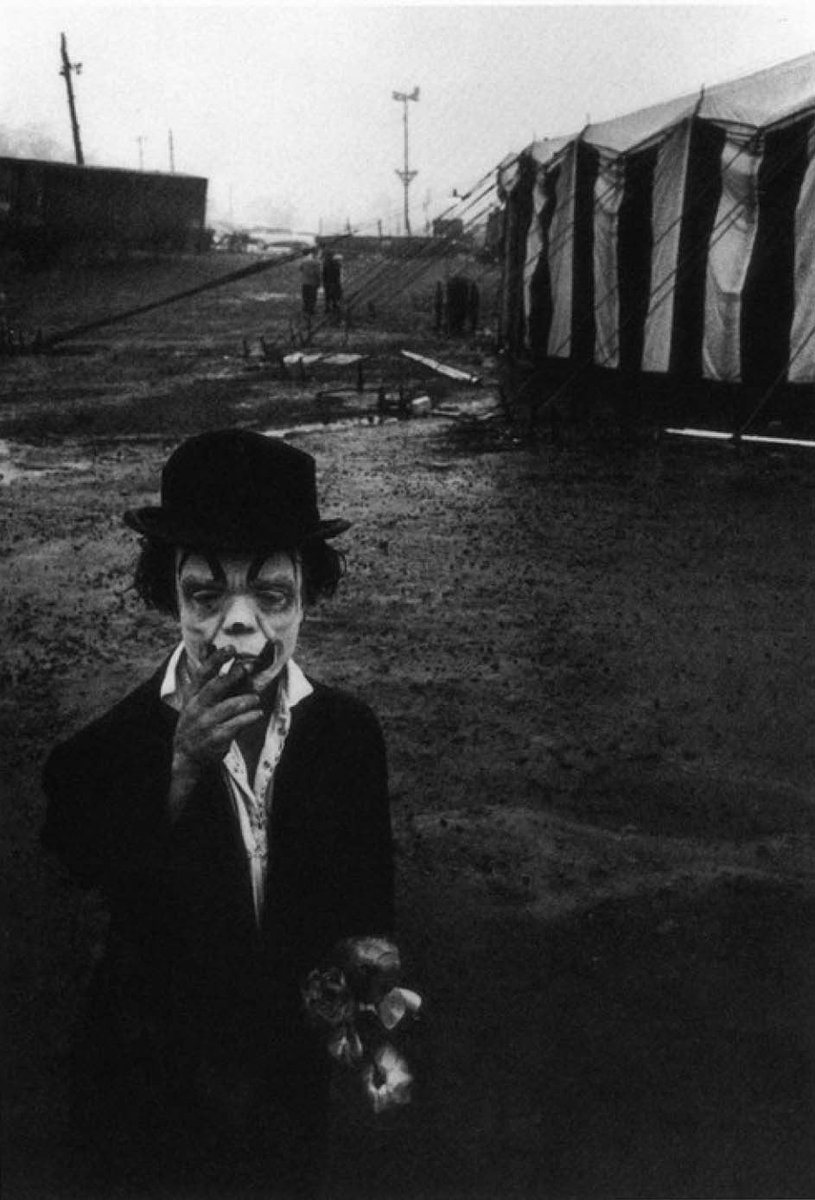 Bruce Davidson, Clown and Circus Tent, 1958