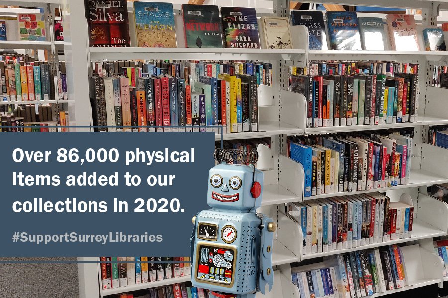 surreylibrary's tweet photo. DYK? Over 86,000 physical items were added to our collections in 2020. Borrowing items is free with a library card–but the enjoyment is priceless! Support Surrey Libraries today: https://t.co/r1V8n4GFxk
#FastFacts #SupportSurreyLibraries https://t.co/fn0nHlTtrV