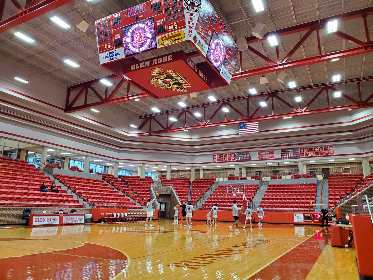 Have arrived in Glen Rose for tonight's regional championship game between Cisco and Lipan… All I can say about Tiger Arena is that it is absolutely insane. 
What a facility.  WOW!
#BigCountryPreps #txhsbb #txhshoops